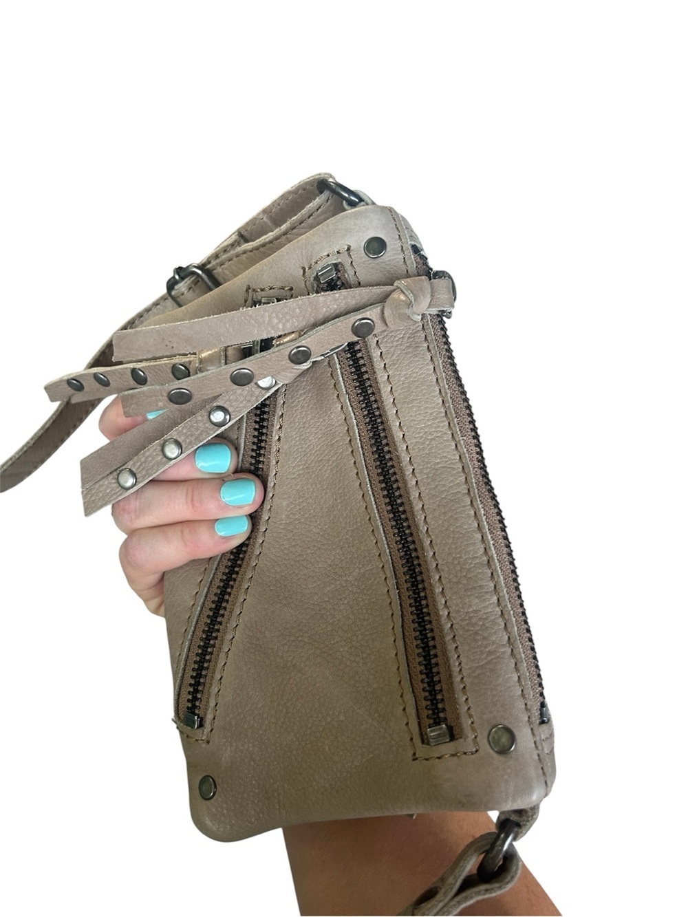 Cut n Paste x Anthropology Stud-Trim Leather Crossbody wallet bag